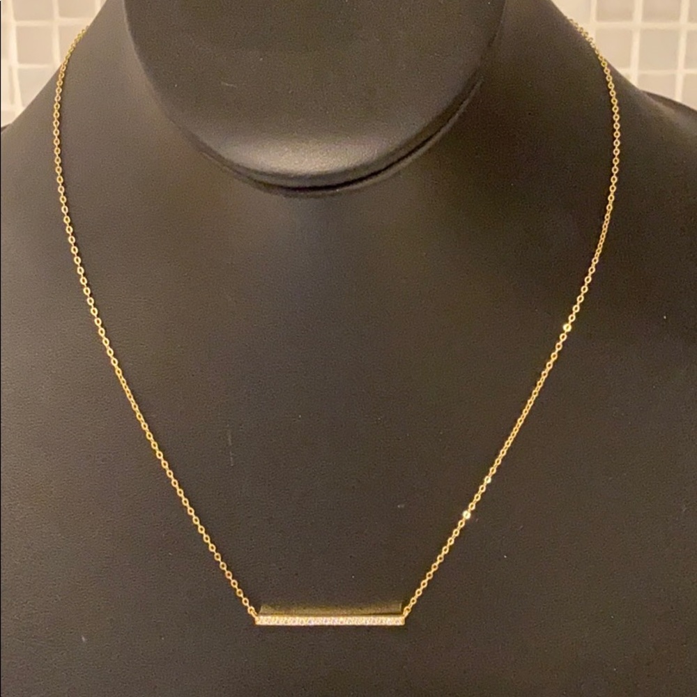 (N) Pave CZ Delicate Bar Necklace